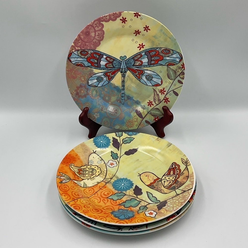 Tii Spring Birds Butterfly Luncheon Plate Set